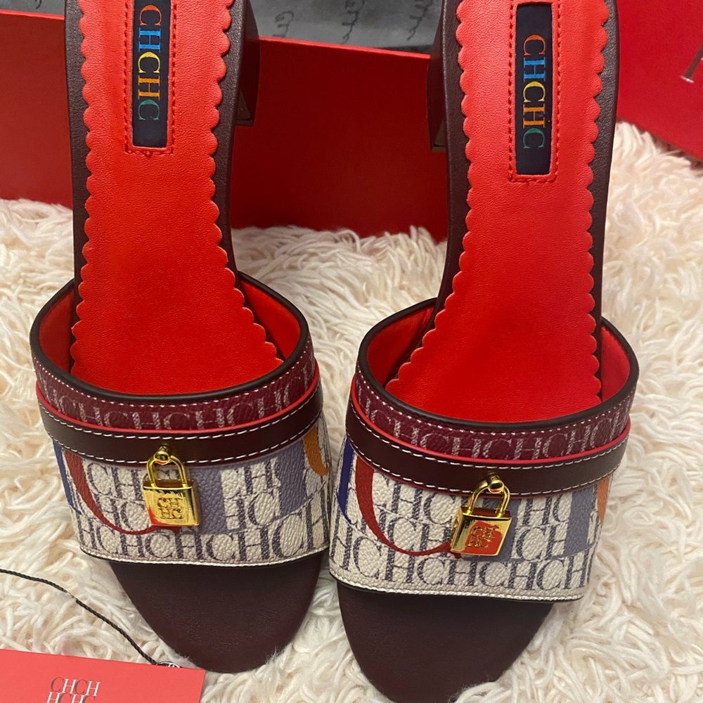 Carolina Herrera Factory Locked 45 Leather Slides